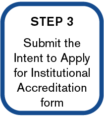 Institution Submission Step 3: Submit the Intent to Apply for Institutional Accreditation form