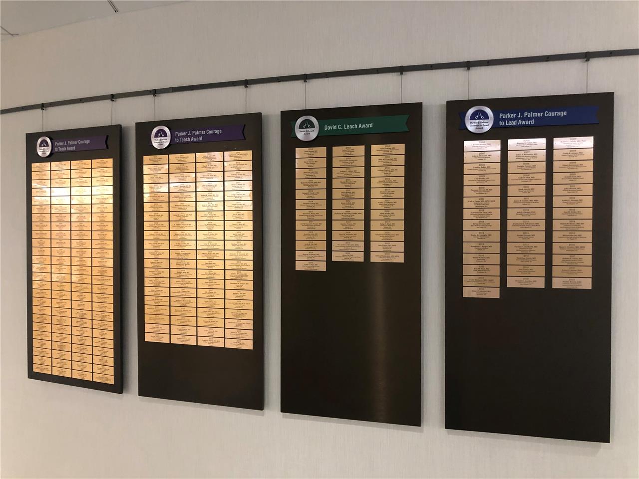Awardees are honored in displays throughout the ACGME office space in Chicago